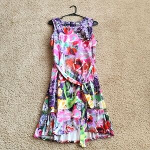 Art Simply Floral Graffiti Paint Dress, Size Large (US 12-14)